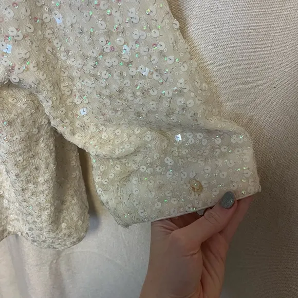Vintage Festival White Rainbow Flash Kimono Style Sequin Evening Jacket