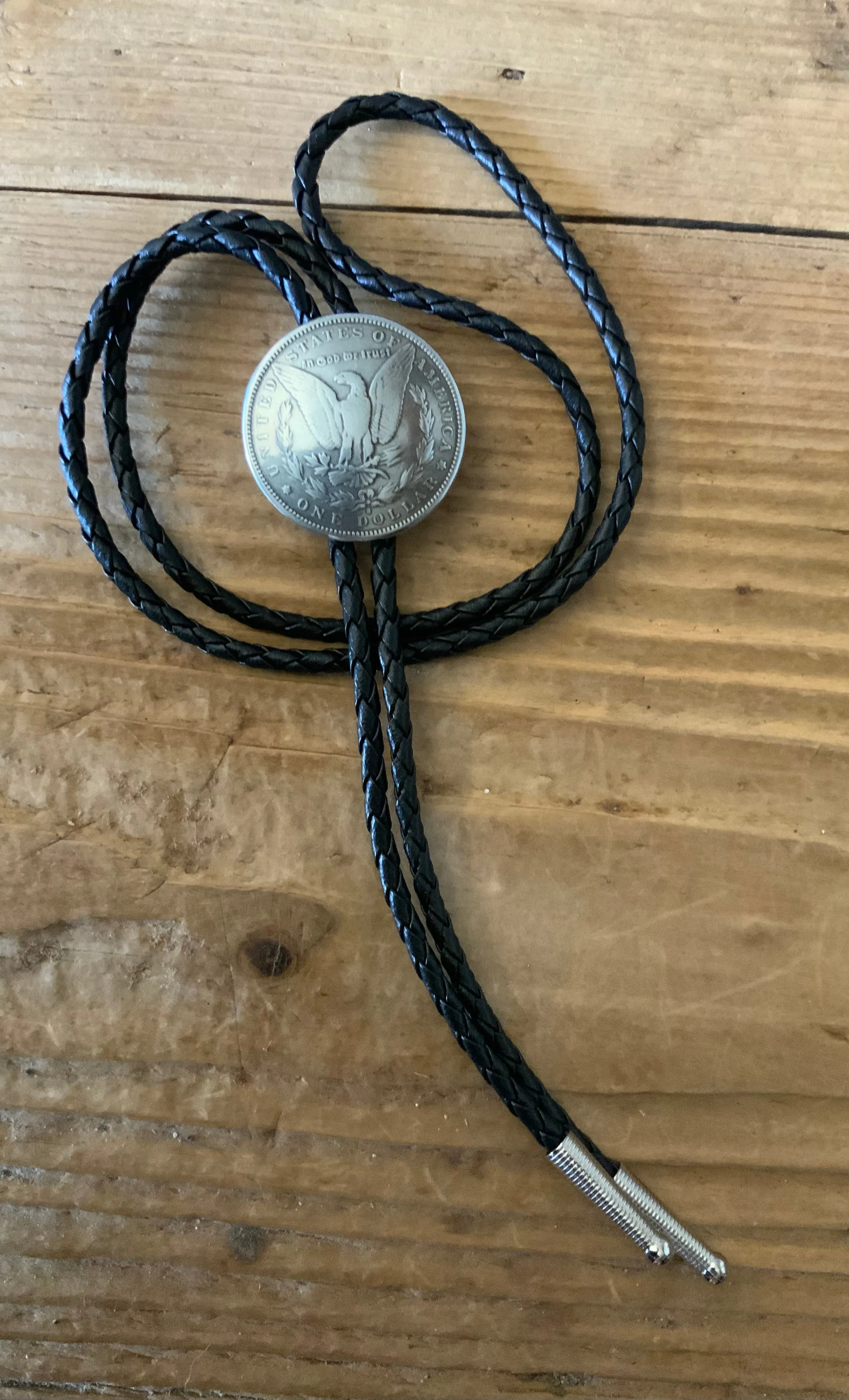 Vintage Silver Dollar Backside Bolo Tie