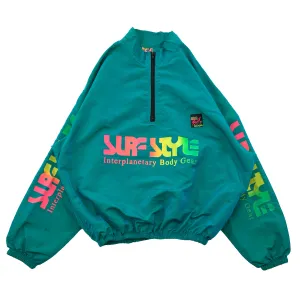Vintage Surf Style Teal Reflective Windbreaker - XL