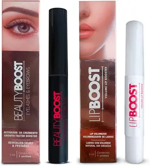 Vitasei Lip Boost Gloss Plumper - Lip Stain Balm and Beauty Boost Eyelash Growth Serum Mascara Volume Booster Bundle