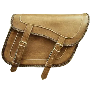VS205DB Slanted Distressed Brown Concealed Carry Braided Saddlebags with and without Studs