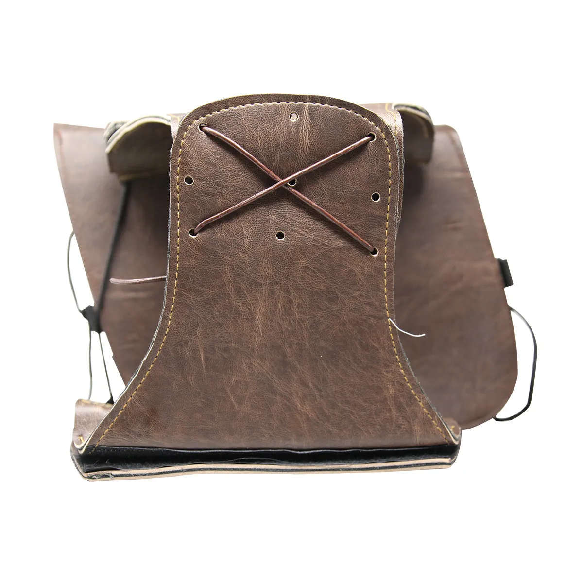 VS205DB Slanted Distressed Brown Concealed Carry Braided Saddlebags with and without Studs