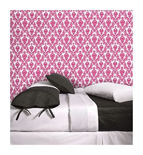 White and Fuchsia DA006 Damsel Self-Adhesive Wallpaper
