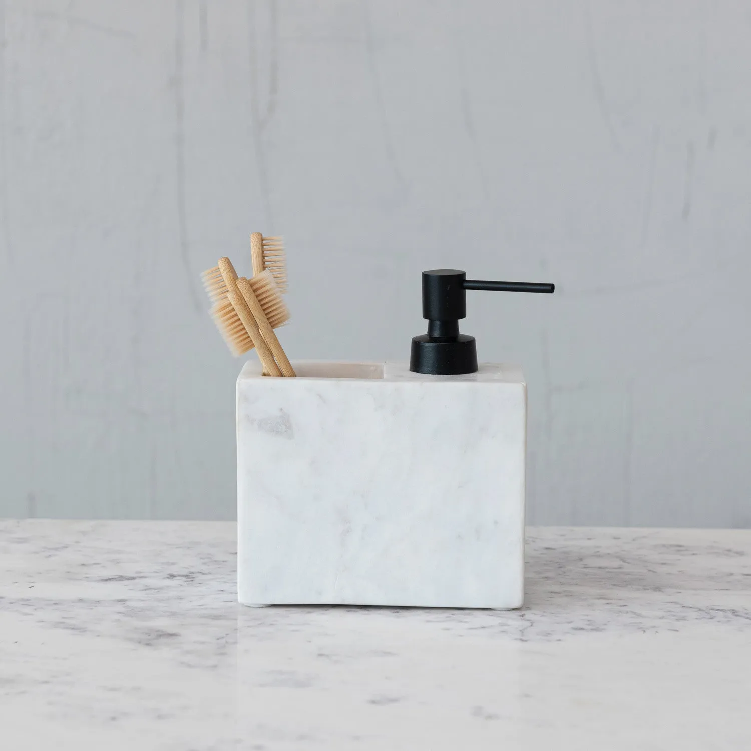 WHITE MARBLE SOAP & BRUSH HOLDER