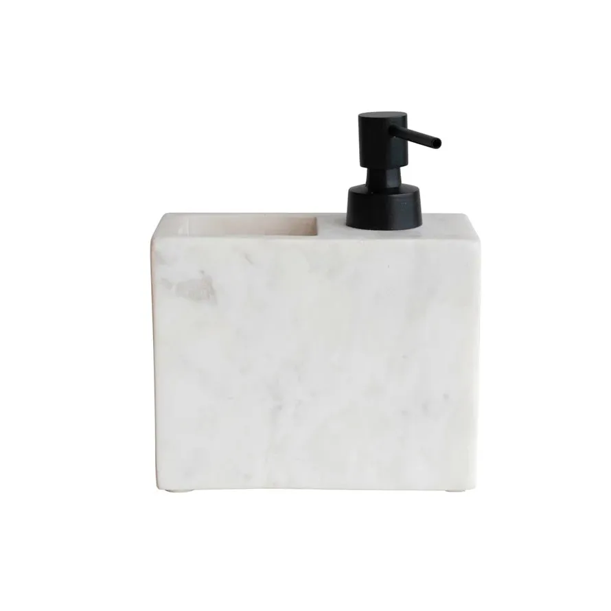 WHITE MARBLE SOAP & BRUSH HOLDER