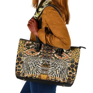 Wild Animal Skins Leather Tote Bag African Tribal Pattern LT15