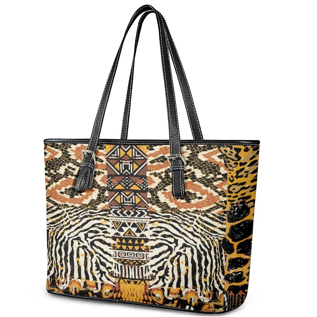 Wild Animal Skins Leather Tote Bag African Tribal Pattern LT15