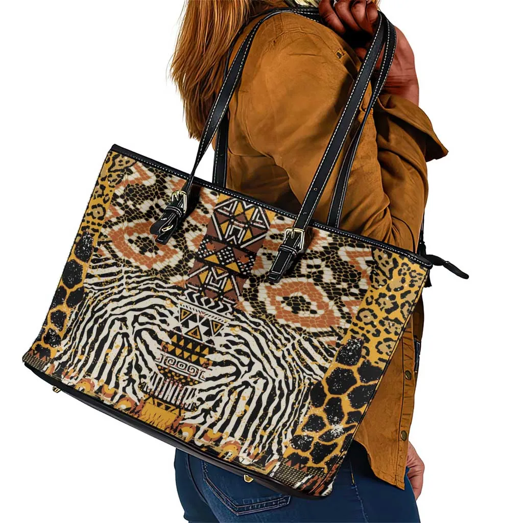 Wild Animal Skins Leather Tote Bag African Tribal Pattern LT15