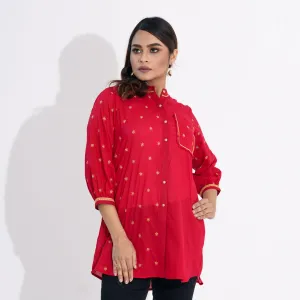 Women Red Ethnic Top