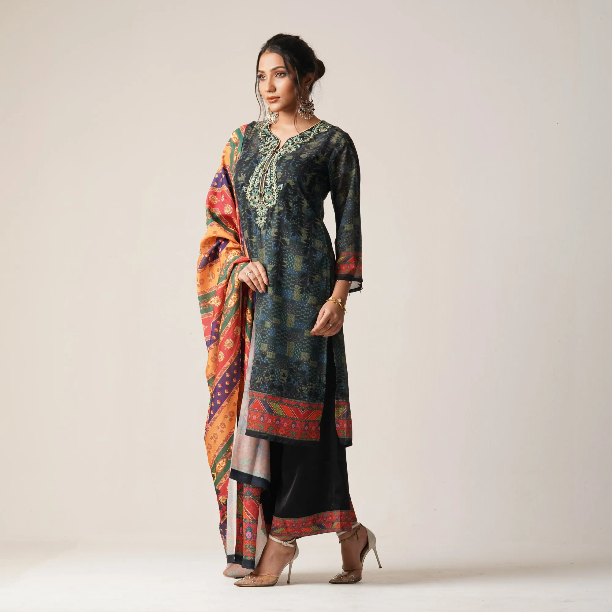 Womens Ethnic 3Pcs-Blue/Green