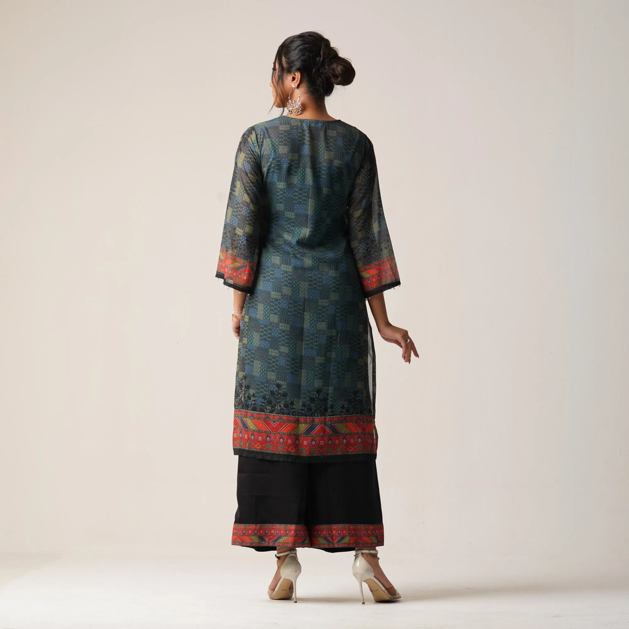 Womens Ethnic 3Pcs-Blue/Green