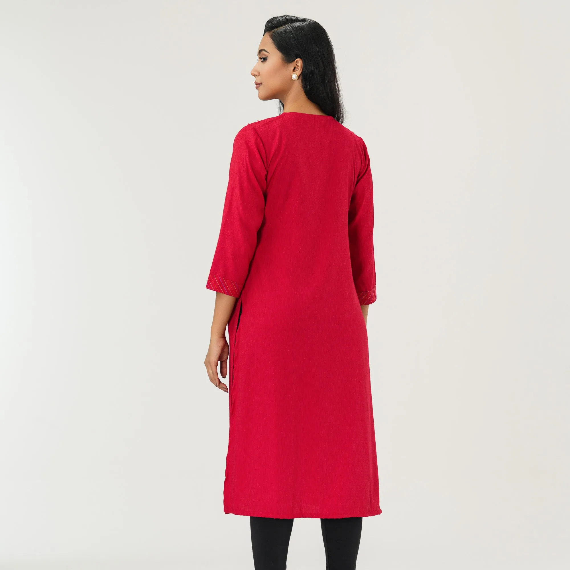 Womens Red Ethnic Kurti