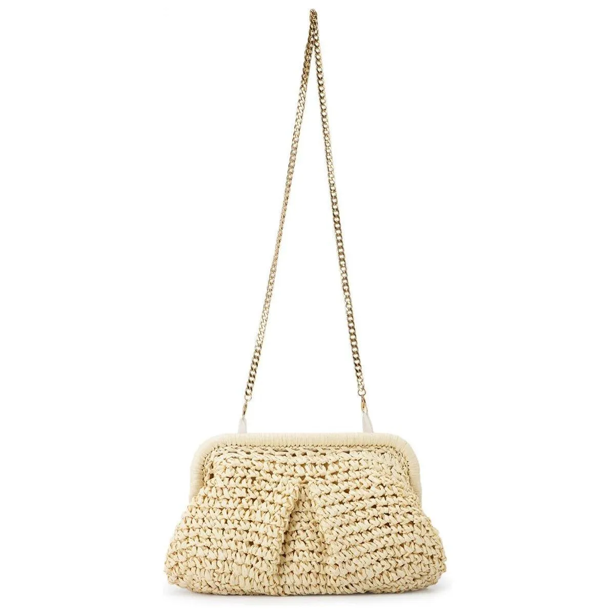 Woven Women Clutch Purse Dumpling Straw Tote Bag Shoulder Straw Crossbody Bag