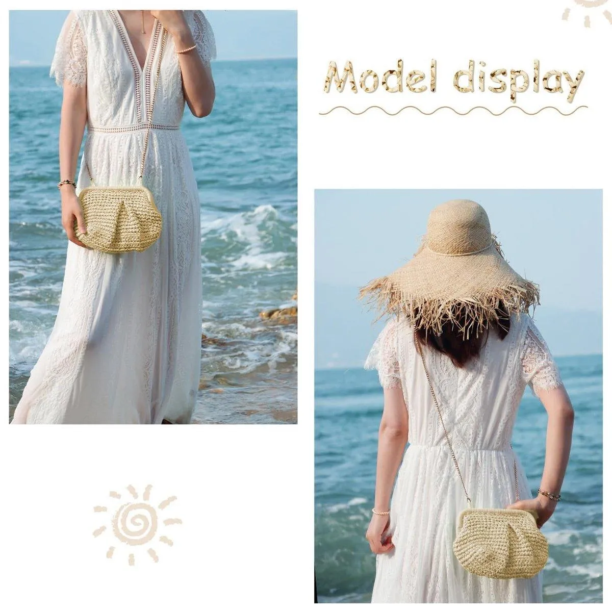 Woven Women Clutch Purse Dumpling Straw Tote Bag Shoulder Straw Crossbody Bag