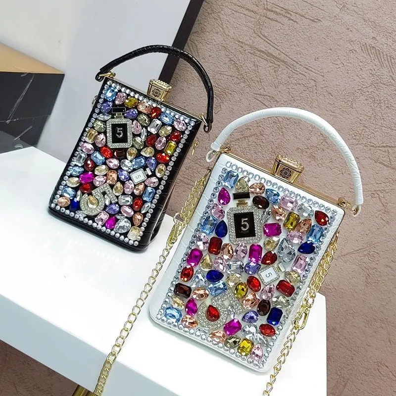 XIEYINSHE 2025 high-quality clip bags, new diamond-encrusted women's bags, shoulder bags, versatile, cute, Popular-style exquisite lady bags