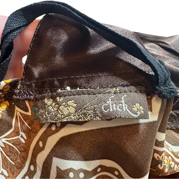 Y2K Silky Satiny Handkerchief Sleeveless Brown Boho Bohemian Dress